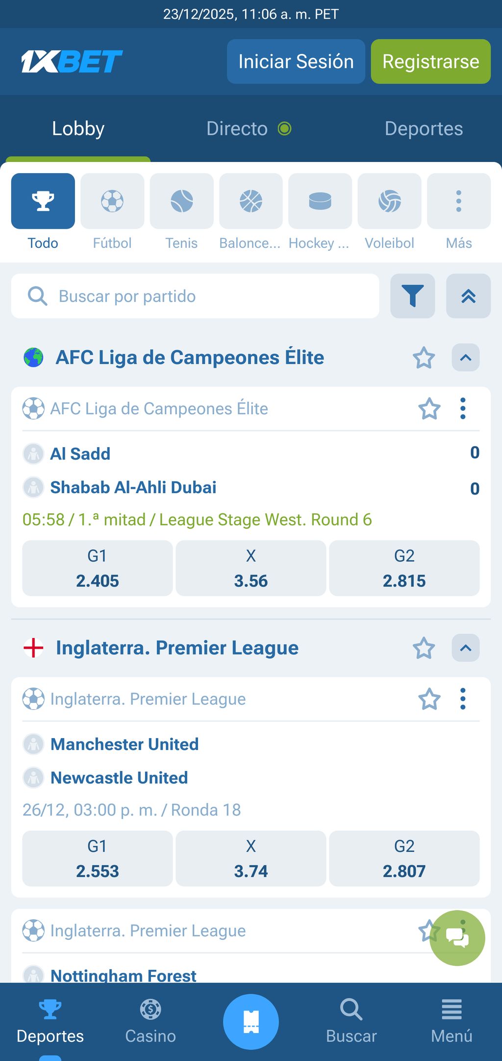 Apuestas deportivas en 1xBet Perú