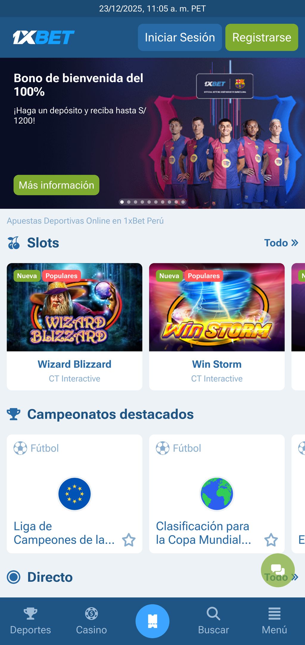Sitio web oficial de 1xBet Perú